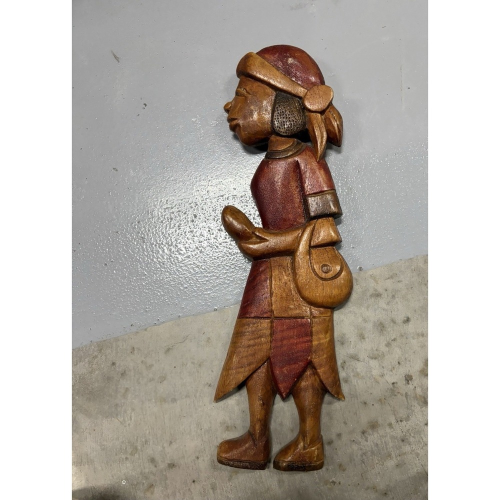 Wooden‎ Hand Carved Jamaican Women Wall Art  Wood Vintage